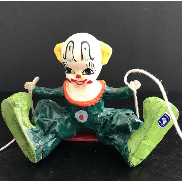 Other - Mexican Paper Mache Vintage Folk Art Clown On Swing